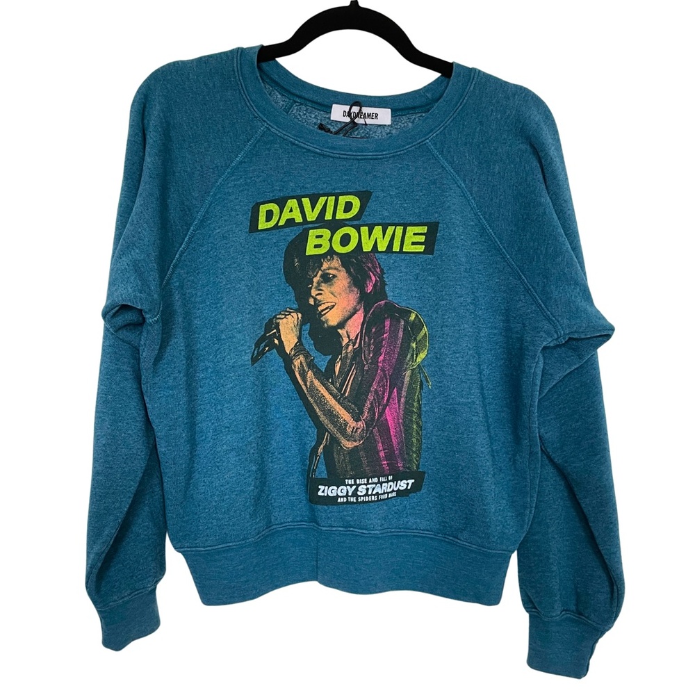 NWT Daydreamer David Bowie Ziggy Stardust Blue Raglan Crew Sweater XS, M - Picture 4 of 8